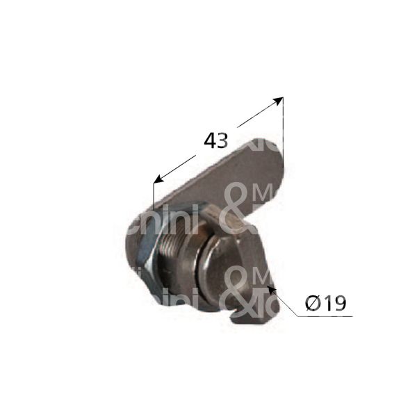 Moia 163476 cilindro galletto a leva Ø 19 lunghezza mm 20 ambidestra ambidestra rotazione 90° nichelato