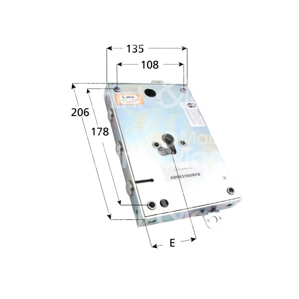 Moia 663/561dfb serratura blindata a cilindro triplice e 73 ambidestra 3 catenacci int. cat. 56 sporg. 3,5