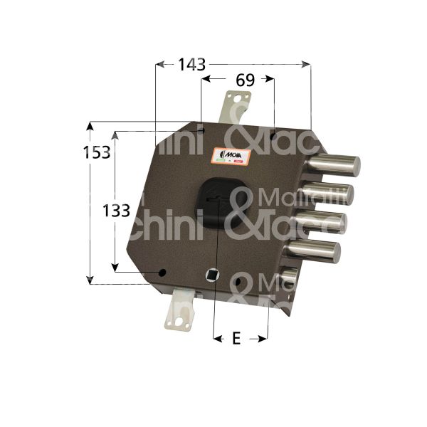 Moia a414sx serratura applicare doppia mappa triplice e 63 sx 4 catenacci piÙ scrocco int. cat. 26