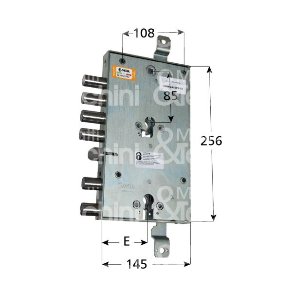 Moia ad66542811 serratura per blindata a doppio cilindro indip. triplice e 73 ambidestra 4 catenacci piÙ scrocco e 2 servizio int. cat. 28 sporg. 3,5