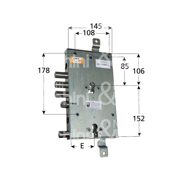 Moia ad66542812 serratura blindata a cilindro triplice e 73 ambidestra 3 catenacci piÙ scrocco e 1 servizio int. cat. 28 sporg. 3,5