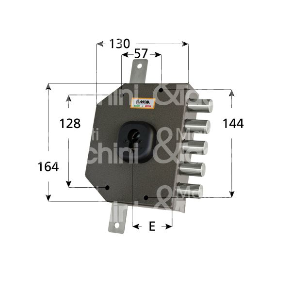 Moia c453dxb serratura applicare a cilindro triplice e 60 dx 5 catenacci int. cat. 28