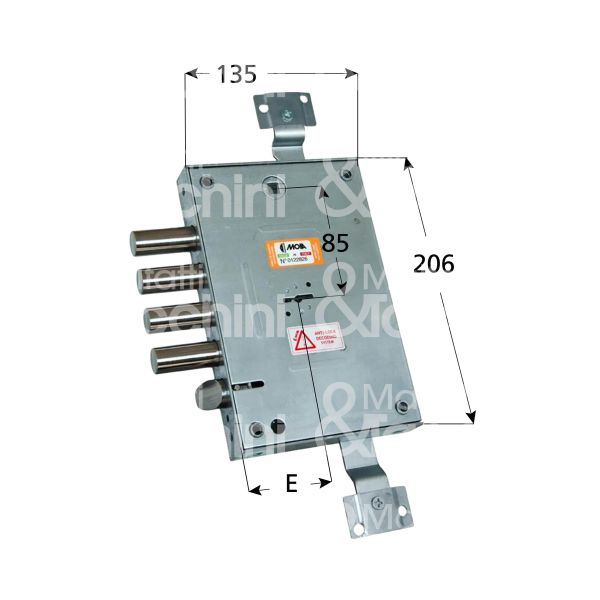 Moia ce614280r serratura doppia mappa per blindata triplice e 63 ambidestra 4 catenacci piÙ scrocco int. cat. 28 sporg. 3,5