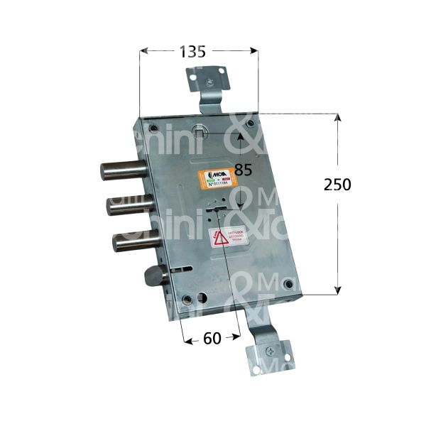 Moia ce614280r serratura doppia mappa per blindata triplice e 63 ambidestra 4 catenacci piÙ scrocco int. cat. 28 sporg. 3,5