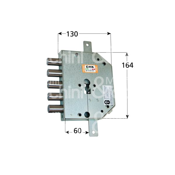 Moia cp953dfb serratura blindata a cilindro triplice e 60 dx 5 catenacci int. cat. 28 sporg. 3,5