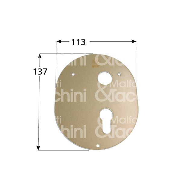 Moia dmmt0574 placca foro maniglia piÙ cilindro alluminio bronzato sx interasse 53 mm 113 x 137
