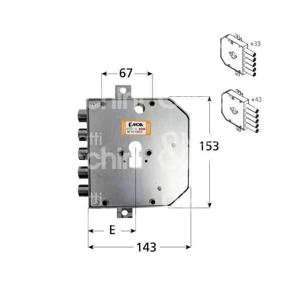 Moia es653270sp serratura blindata a cilindro triplice e 63 sx 5 catenacci int. cat. 27 sporg. 3