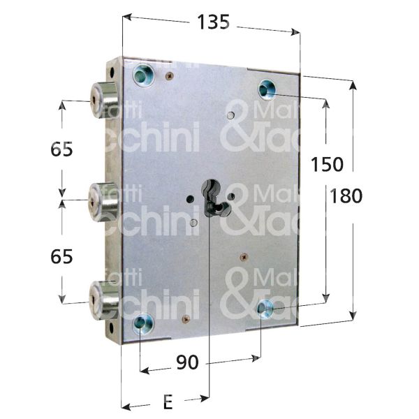 Moia fi661640 serratura blindata a cilindro laterale e 65 ambidestra 3 catenacci filettati int. cat. 65 sporg. 3,5