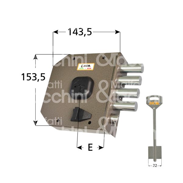 Moia g414dx serratura applicare doppia mappa triplice e 63 dx 4 catenacci piÙ scrocco int. cat. 25