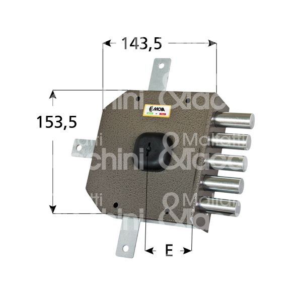 Moia g435dx serratura applicare pompa Ø 30 quintuplice e 63 5 catenacci int. fiss. 65 x 130