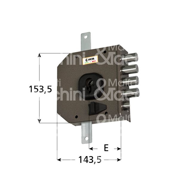 Moia g454bdx serratura applicare a cilindro triplice e 63 dx 4 catenacci piÙ scrocco int. cat. 25