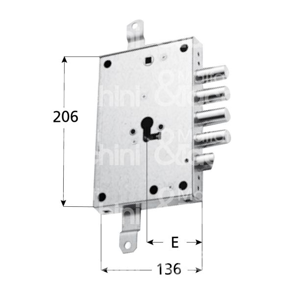 Moia rmn664280r serratura blindata a cilindro triplice e 63 ambidestra 4 catenacci piÙ scrocco int. cat. 28 sporg. 3,5