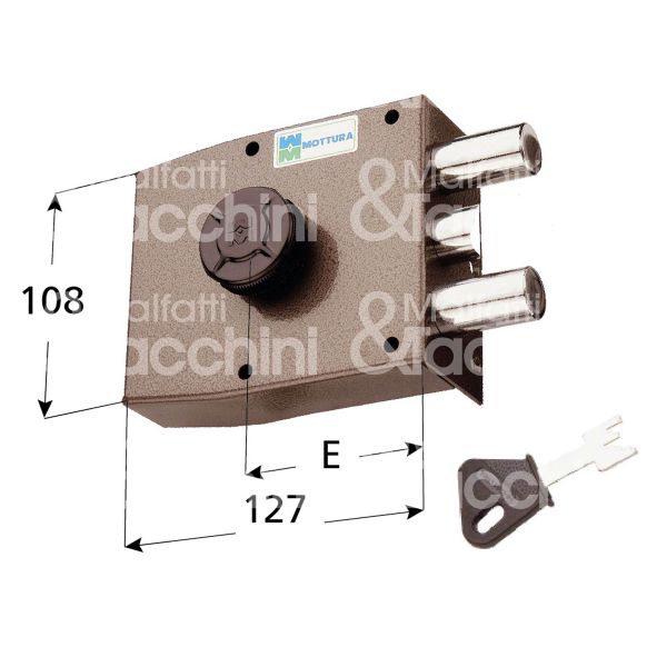 Mottura 30411sx serratura applicare pompa Ø 30 laterale e 63 2 catenacci piÙ scrocco int. fiss. 60 x 92