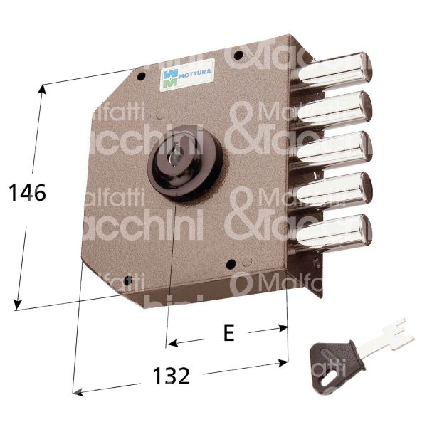 Mottura 30600dx serratura applicare pompa Ø 30 laterale e 63 5 catenacci int. fiss. 65 x 130