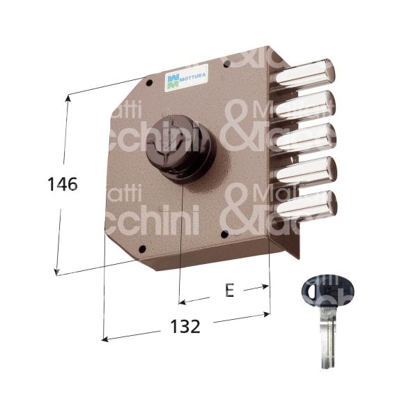 Mottura 30601sxc10 serratura applicare pompa Ø 34 c10 laterale e 63 5 catenacci int. fiss. 65 x 130