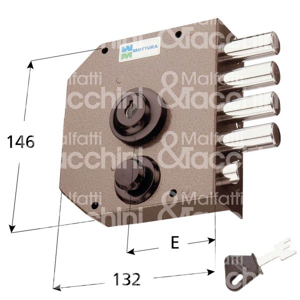 Mottura 30630sx serratura applicare pompa Ø 30 triplice e 63 4 catenacci piÙ scrocco int. fiss. 65 x 130
