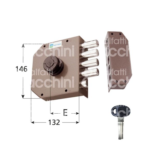 Mottura 30631sxc10 serratura applicare pompa Ø 34 c10 triplice e 63 4 catenacci piÙ scrocco int. fiss. 65 x 130