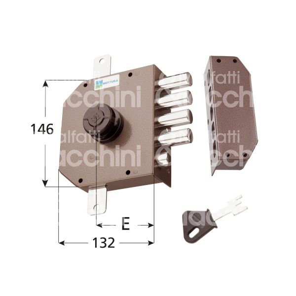 Mottura 30631dx60 serratura applicare a pompa triplice con mezzo giro e 63 4 catenacci piÙ scrocco int. fiss. 65 x 130