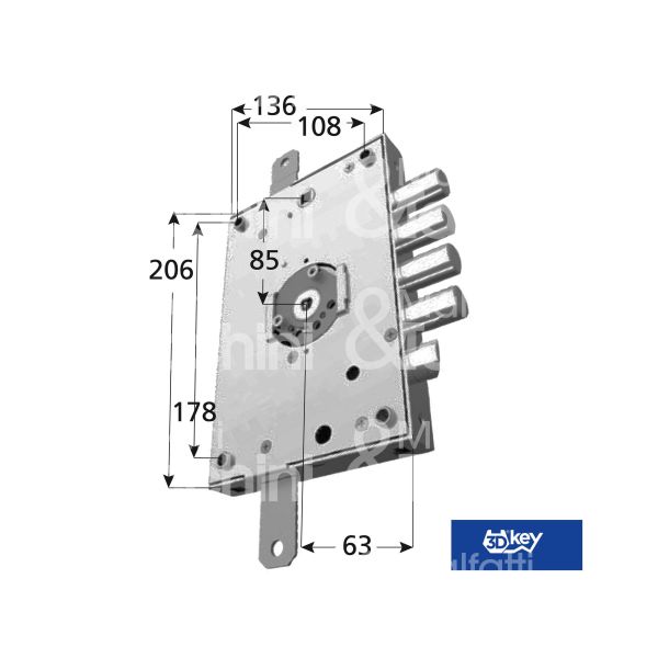 Mottura 3d57128sx serratura blindata a cilindro triplice e 63 sx 4 catenacci piÙ scrocco int. cat. 28 sporg. 3,5