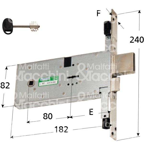 Mottura 41823/90 serratura doppia mappa da infilare triplice e 90 scrocco piÙ catenaccio 4 mandate ambidestra kd