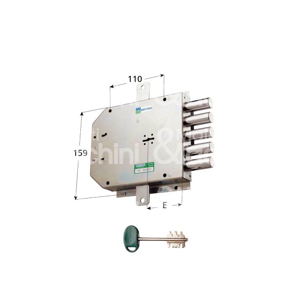 Mottura 50558dms0 serratura doppia mappa per blindata triplice e 63 sx 3 catenacci int. cat. 50 sporg. 3,5