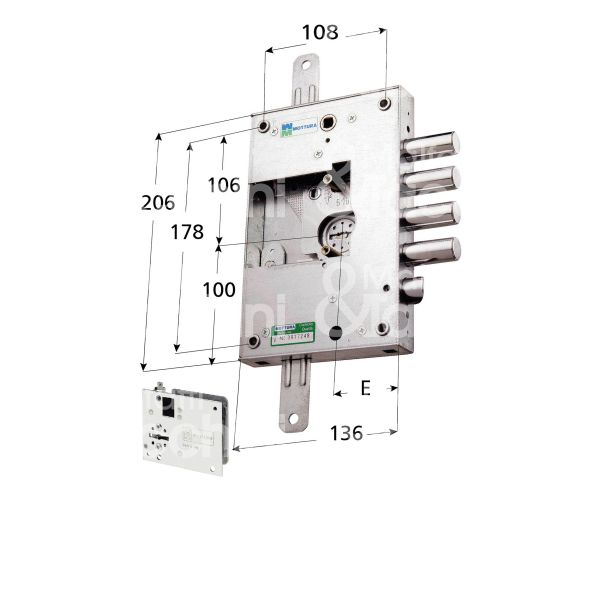 Mottura 52k57137s serratura doppia mappa per blindata triplice e 63 sx 3 catenacci piÙ scrocco int. cat. 37 sporg. 3,5