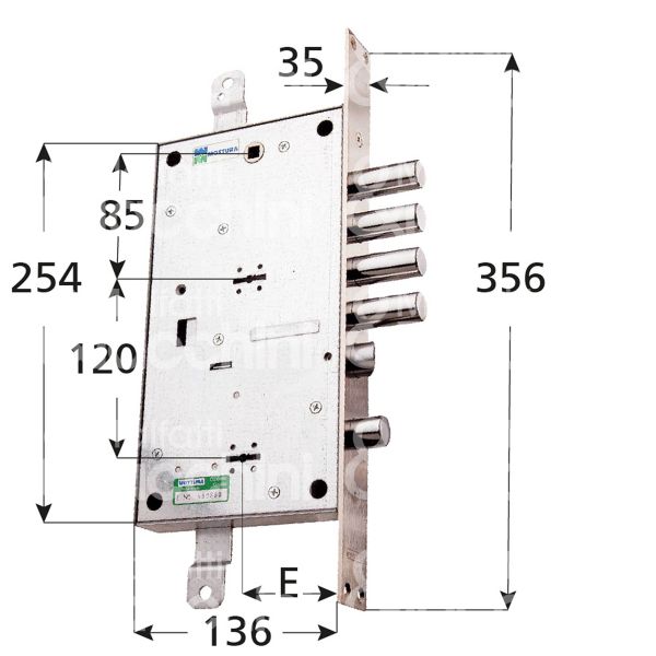 Mottura 54795s028 serratura doppia mappa per blindata plurisistema triplice e 63 sx 4 catenacci piÙ scrocco e 1 servizio int. cat. 28 con servizio si