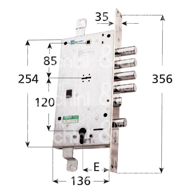 Mottura 54797s8000 serratura doppia mappa per blindata plurisistema triplice e 63 sx 4 catenacci piÙ scrocco e 1 servizio int. cat. 28