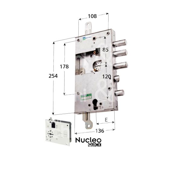 Mottura 54k58728s serratura plurisistema con cilindro indipendente triplice e 63 sx 4 catenacci piÙ scrocco e 1 servizio int. cat. 28 sporg. 3,5