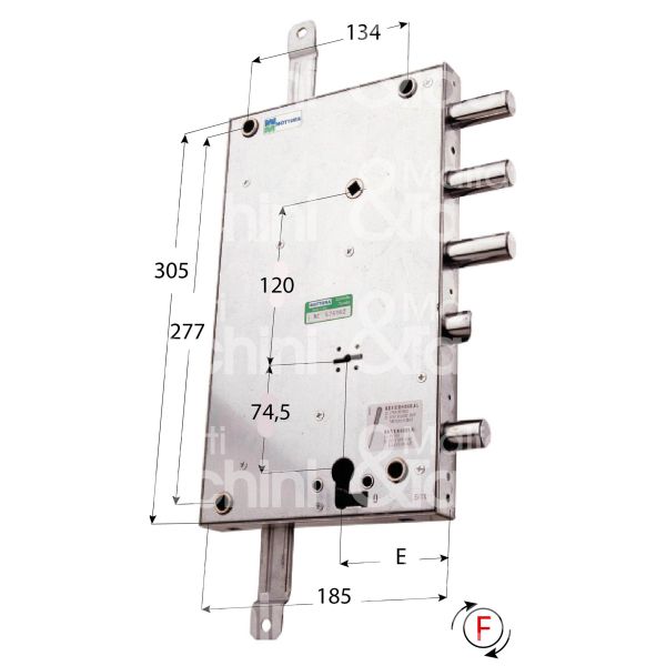 Mottura 64567sx serratura plurisistema con cilindro indipendente triplice e 70 sx 3 catenacci piÙ scrocco e 1 servizio int. cat. 50 sporg. 3,5