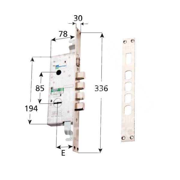 Mottura 72145100fr serratura doppia mappa da infilare triplice e 47 ambidestra 4 catenacci piÙ rullo int. cat. 28