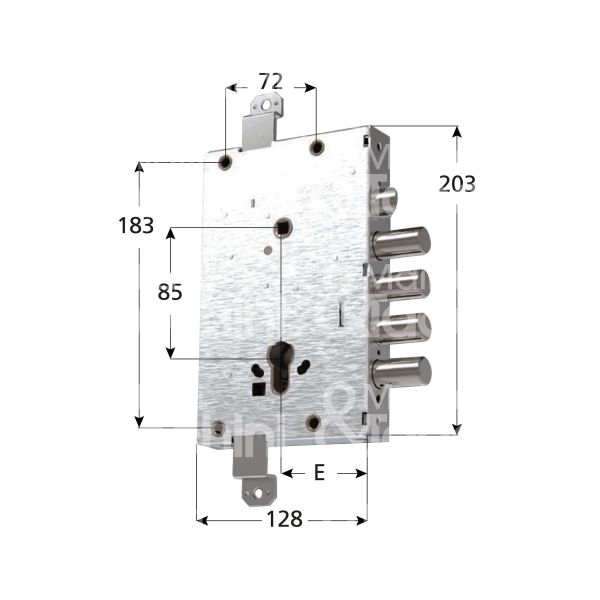 Mottura 82515w700q serratura blindata a cilindro serie rci triplice e 64 ambidestra 3 catenacci piÙ scrocco int. cat. 37 sporg. 3,5