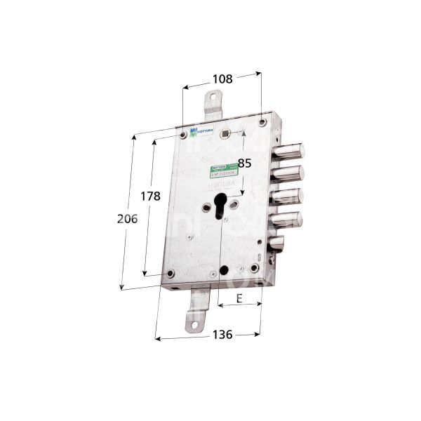 Mottura 8537137d serratura blindata a cilindro triplice e 63 dx 3 catenacci piÙ scrocco int. cat. 37 sporg. 3,5