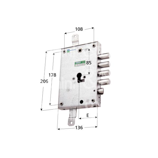 Mottura 8557128dx serratura blindata a cilindro triplice e 63 dx 4 catenacci piÙ scrocco int. cat. 28 sporg. 3,5