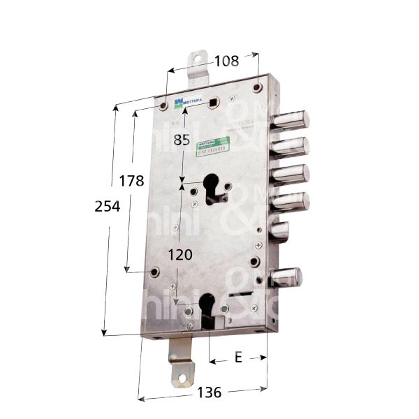 Mottura 8558937dx serratura per blindata a doppio cilindro indip. triplice e 63 dx 3 catenacci piÙ scrocco e 1 servizio int. cat. 37 sporg. 3,5