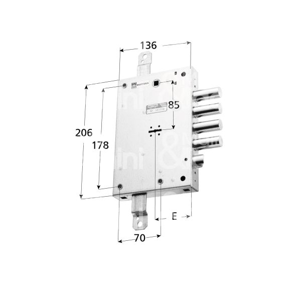 Mottura 89571efcs serratura doppia mappa per blindata per effepi triplice e 63 sx 4 catenacci piÙ scrocco int. cat. 28 sporg. 3,5