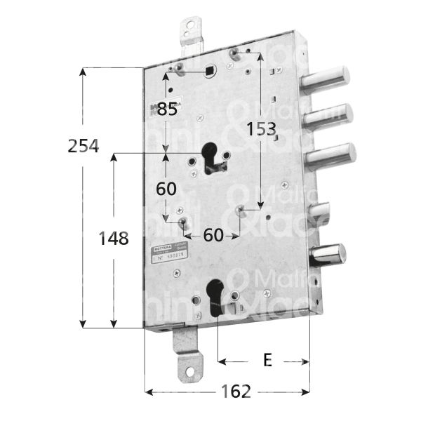 Mottura 898589gduq serratura per blindata a doppio cilindro indip. per gardesa triplice e 89 dx 3 catenacci piÙ scrocco e 1 servizio int. cat. 37 sporg. 3,5