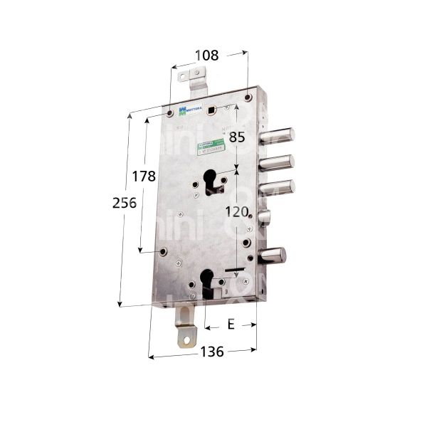 Mottura 898596todq serratura per blindata a doppio cilindro dip. per torterolo triplice e 63 dx 3 catenacci piÙ scrocco e 1 servizio int. cat. 37 sporg. 3,5