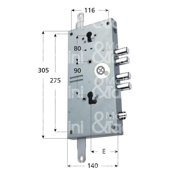 Mottura 898t171w0q serratura per blindata a doppio cilindro indip. serie rte triplice e 70 ambidestra 4 catenacci piÙ scrocco int. cat. 26 sporg. 3,5