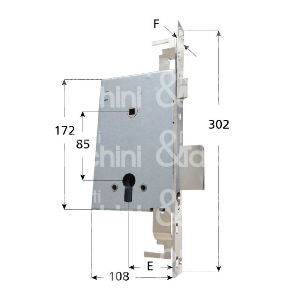 Mottura 89c85008dn serratura infilare per infissi legno/ferro 4 mandate cilindro sagomato 56 triplice catenaccio piÙ scrocco rcr