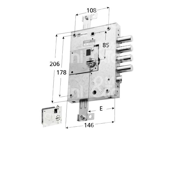 Mottura 89k571drsb serratura doppia mappa per blindata per dierre triplice e 73 sx 4 catenacci piÙ scrocco int. cat. 28 sporg. 3,5