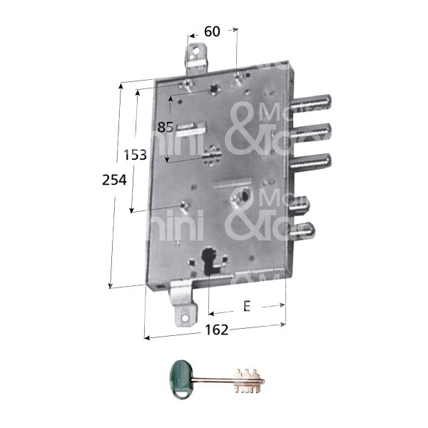 Mottura 89r587gd10 serratura plurisistema con cilindro indipendente per gardesa triplice e 89 dx 3 catenacci piÙ scrocco e 1 servizio int. cat. 37 sporg. 3,5