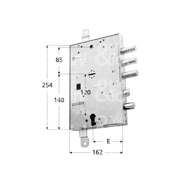 Mottura 89r597grld serratura plurisistema con cilindro dipendente per gardesa triplice e 89 dx 3 catenacci piÙ scrocco e 1 servizio int. cat. 37 sporg. 3,5