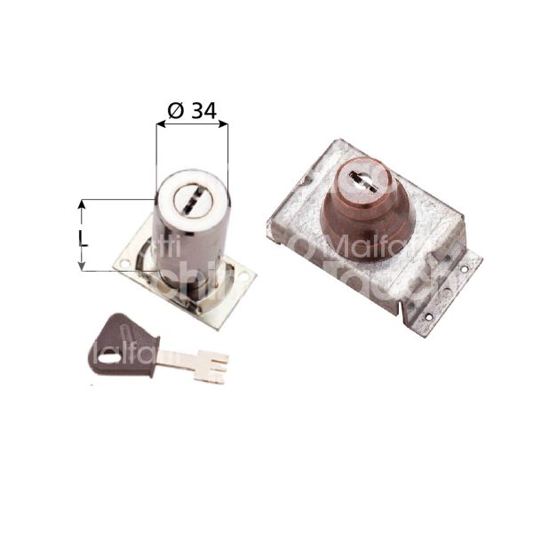 Mottura 91173 cilindro per serrature a pompa 50 mm Ø 34 chiave a pompa cifratura kd cromo lucido