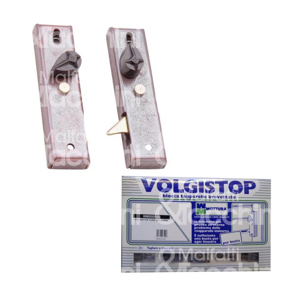 Mottura 99800 coppia blocca tapparella volgistop mano dx-sx chiusura 1 rostro acciaio bronzato l mm 24 x h mm 94 x p mm 12