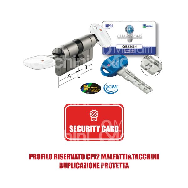 Mottura cp431315cb cil.sag. chiave/chiave champions pro frizionato 31 x 31 = 62 mm chiave protetta m&t ( 5 chiavi ) profilo j2 cifratura kd cromo satinato