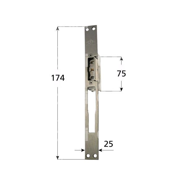 Nuova feb 16233p1 incontro elettrico da incasso senza fermo ambidestra 6-12 v mm 75x31x19,5 con frontale senza antiripetitore