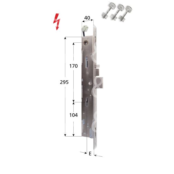 Nuova feb 6703 elettroserrature per montante triplice e 23 ambidestra foro doppia mappa 2 mandate frontale 26 x 360