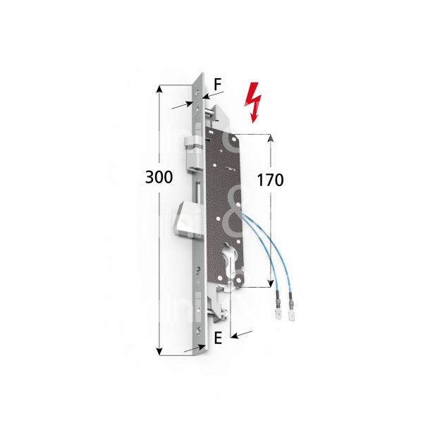 Omec 141825f25 elettroserrature per montante triplice e 25 ambidestra foro sagomato 1 mandate frontale 25 x 300