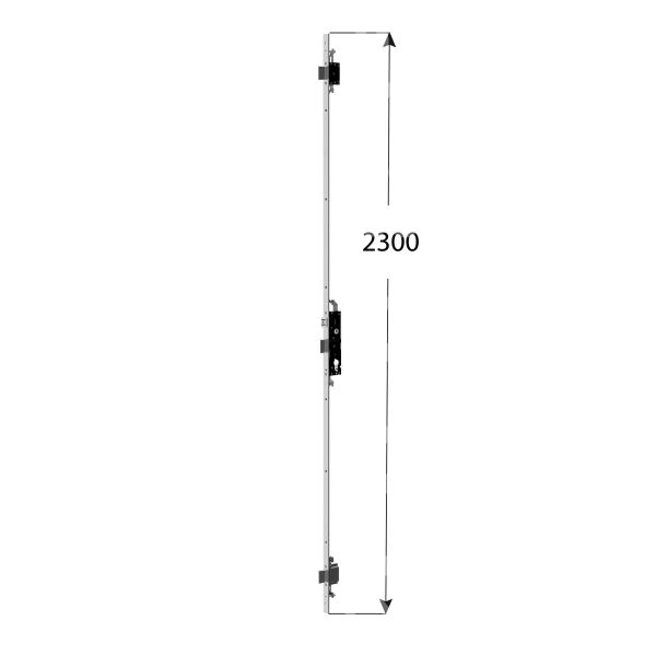 Omec 1700s30pl multipunto meccanica e 30 ambidestra catenaccio traslante foro sagomato frontale piatto 24 x 2,5